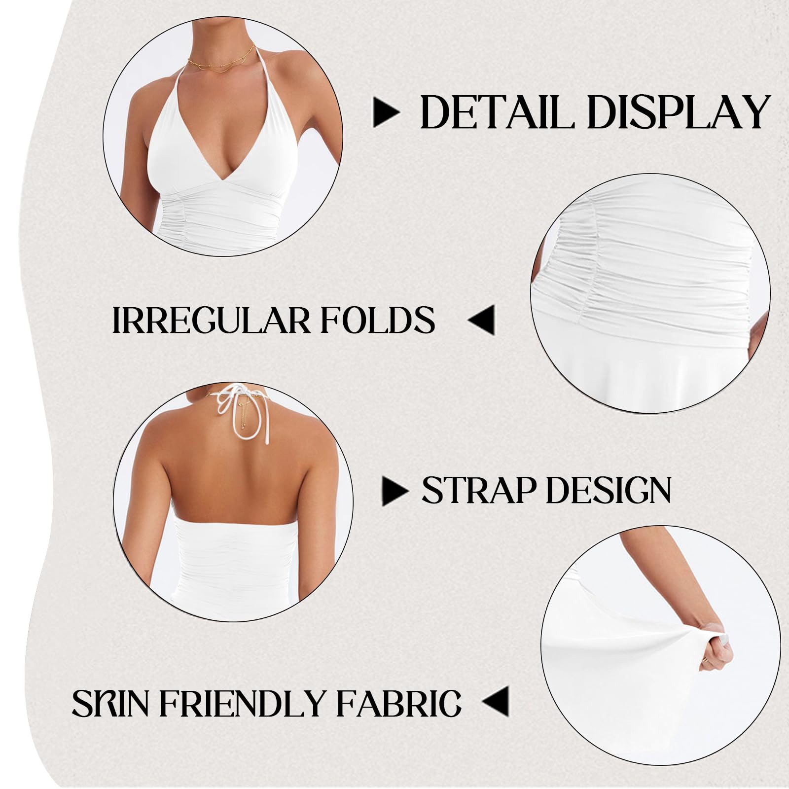 Vestito Sexy Donna Mini Abito Senza Maniche Vestiti Corto Bodycon Senza Schienale Casual Swing Abiti Scollo a V Aderente Abito da Sera con Orlo Irregolare per Cocktail Party Discoteca Festa