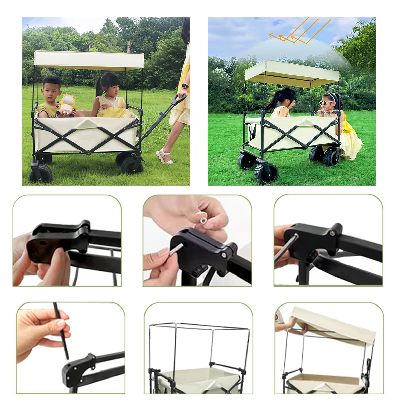 Toldo plegable para carrito de compras, jardín, camping, playa, carrito de playa, accesorios plegables para carrito