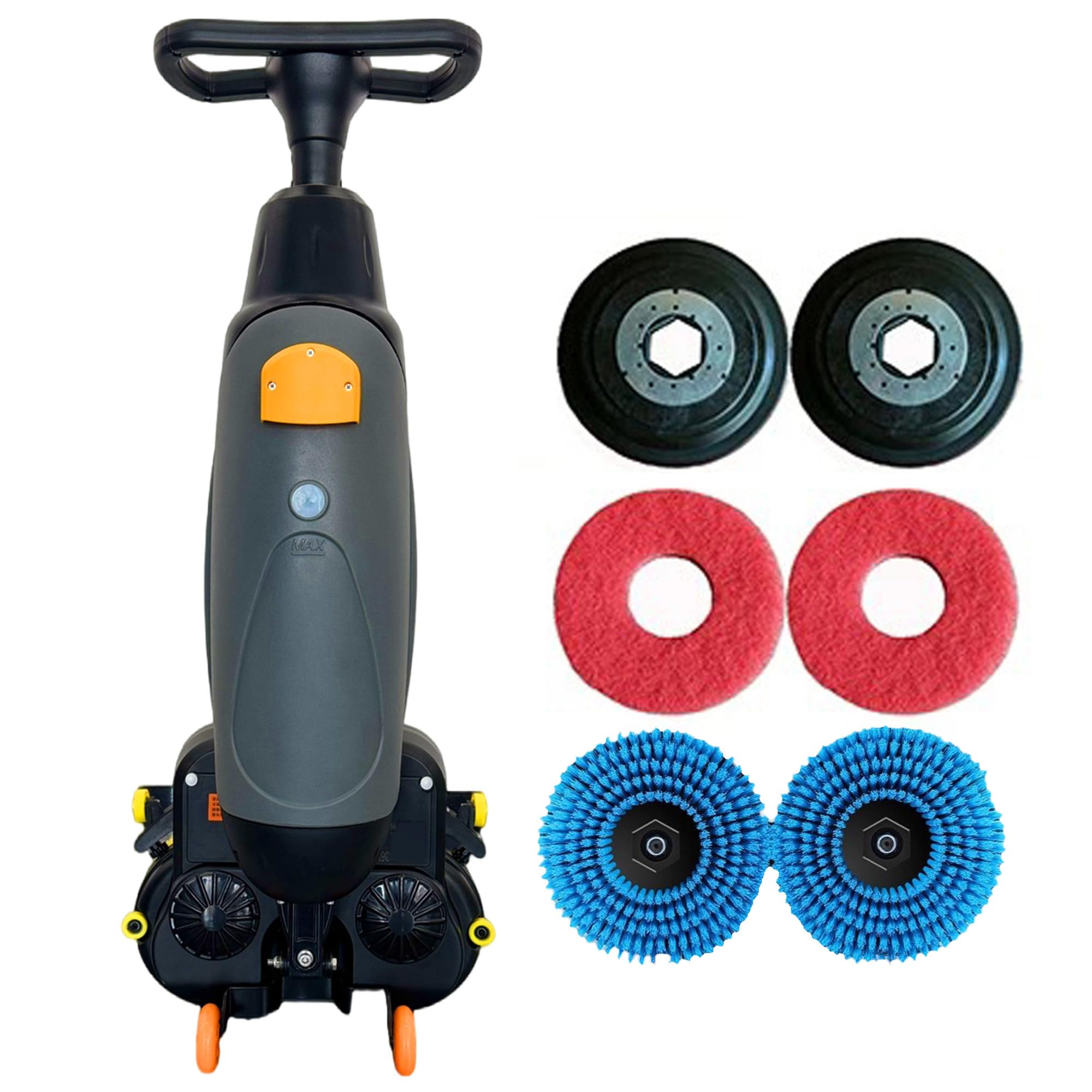 Scrubber per pavimenti in cemento, larghezza di pulizia commerciale 17", doppie spazzole, testa rotante a 360°, uso industriale per la pulizia di casa, ufficio e hotel