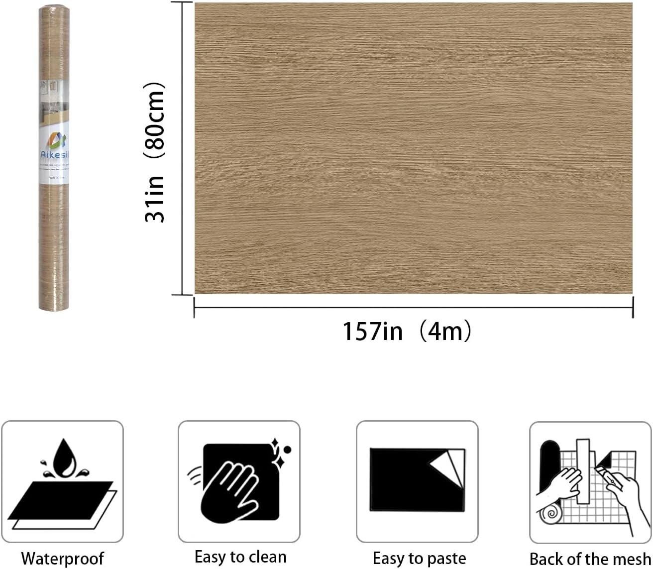 31''x157'' Vintage Wood Contact Paper Peel and Stick Wallpeper Self Adhesive Wood Grain Contact Paper for Furniture Countertops Bubble Free Design Thick Waterproof Top Vinyl Wrap