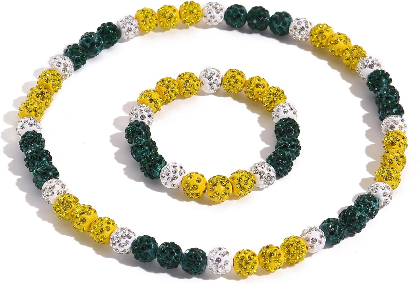 Beaded Baseball Necklace 18in Baseball Chain and Bracelet Set for Men Women Bling Rhinestone Dirp Accessories Necklace Gifts for Baseballer Team