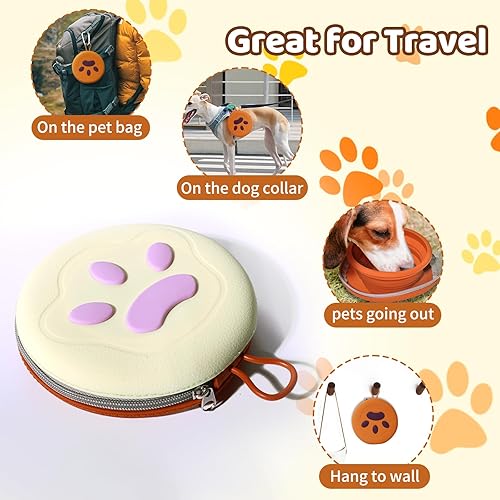 Miniatura 6 de Cuencos plegables de viaje dobles para perros, 2 en 1, cuencos portátiles para alimentos y agua para mascotas con estuche con cremallera  Comedero