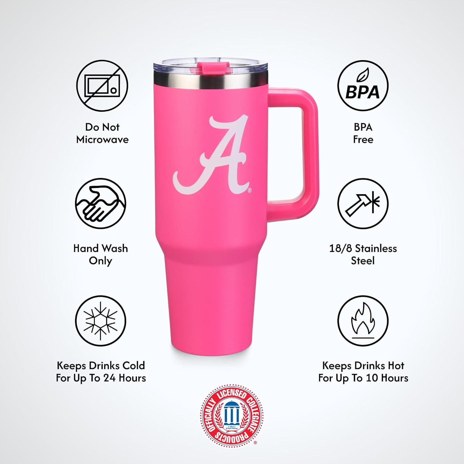 The Memory Company | Licensed NCAA 40oz Pink Game Day Tumbler with Team Logo - Image 5