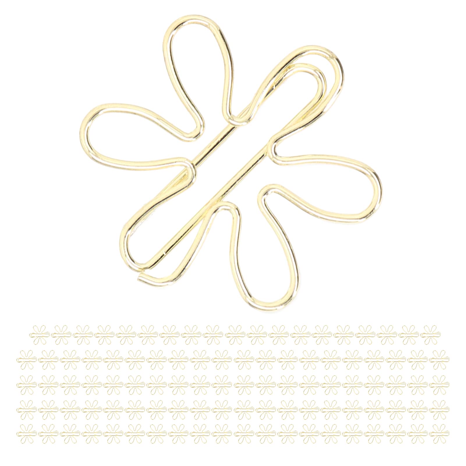 100 szt. Śliczne Złote Mini Papierowe Śliczne Złote Mini Spinacze do Papieru, Kwiatki, Dekoracyjne Spinacze do Papieru Kwiaty Klipsy, Kształty Kwiatów i Grotów Strzałek Spinacze