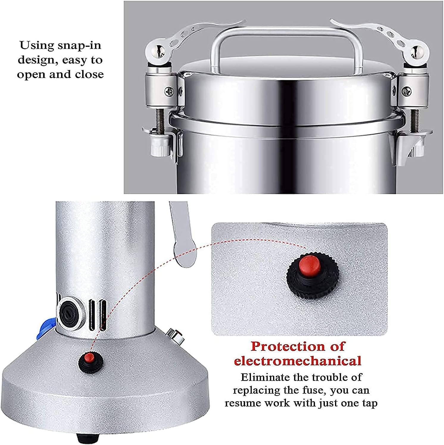 Automatic Brewing Coffee Grinder Electric Grain Grinder Steel Safety Upgraded Spice Herb Pulverizer High-Speed 70-300 Mesh Cereals Dry Grinder Machine,Safe A