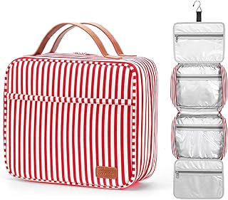 Bosidu Red & White Striped Hanging Travel Toiletry Bag