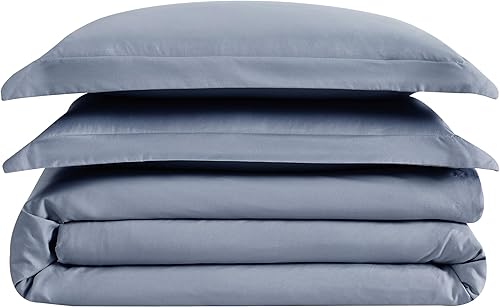 Miniatura 2 de London Fog Garment - Juego de edredón sólido lavado de microfibra azul, juego de edredón de 3 piezas, tamaño matrimonialqueen, con temática sólida