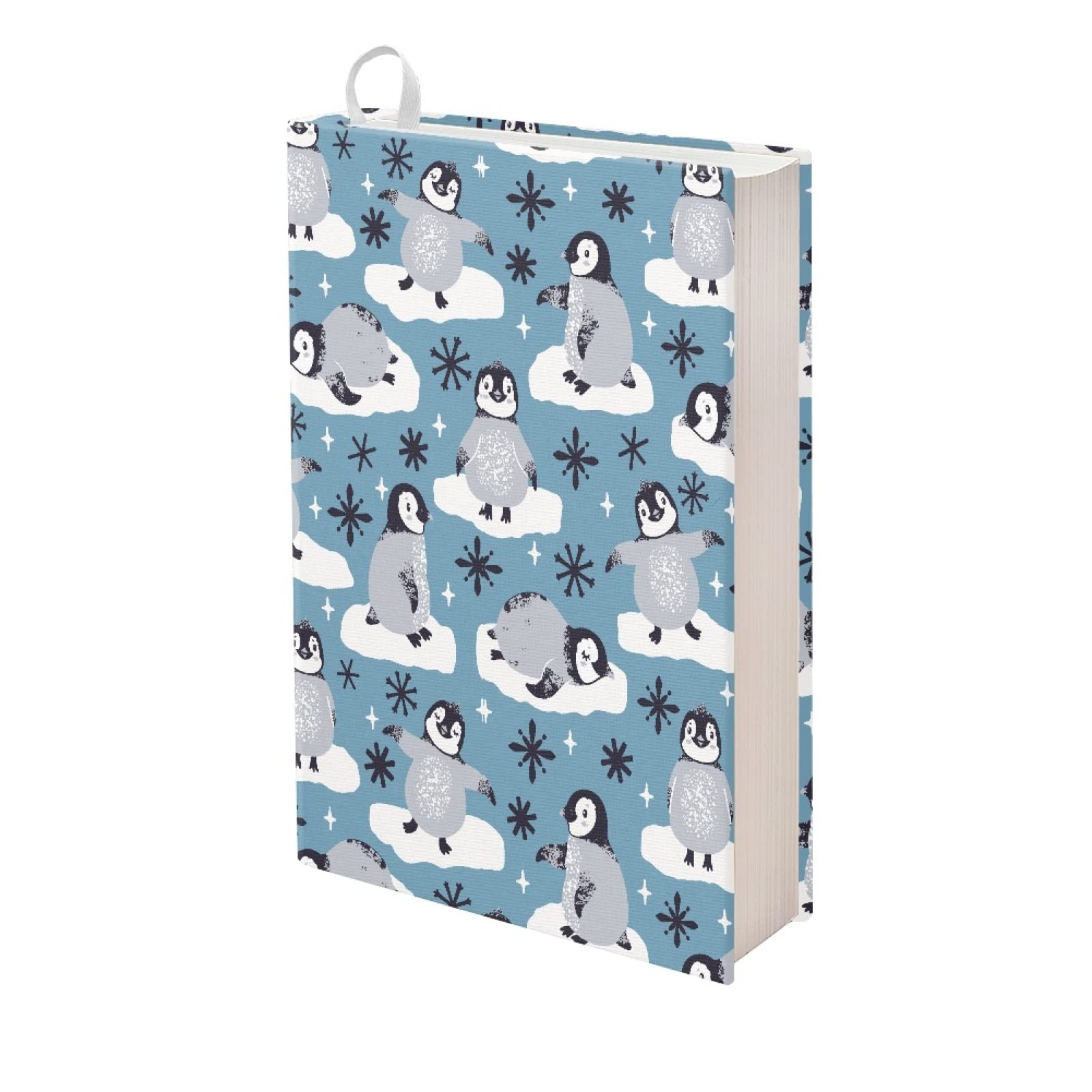 Kuiaobaty Cute Penguins Print Book Sleeve Stretchy Fit Cloth Book Cover, Snowflakes Book Cover,Diary, Novel Protector — image 1