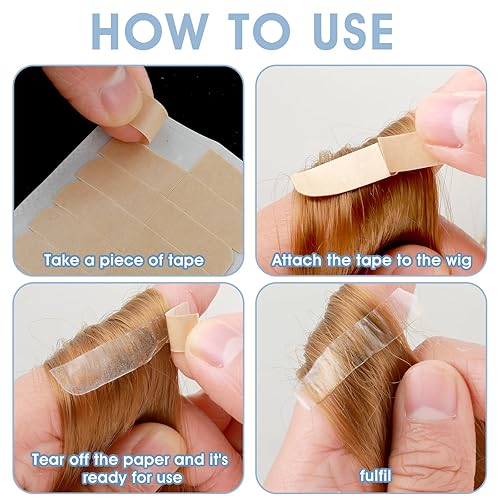 Miniatura 5 de simarro 144 pestañas de cinta de extensión de cabello, cintas adhesivas de doble cara para extensiones de cabello, cintas de repuesto para cabello