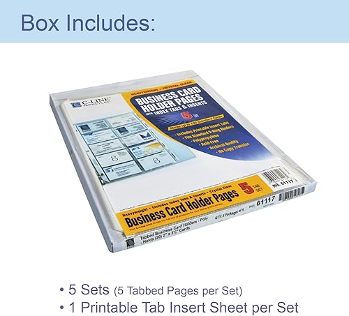 Miniatura 2 de C-Line Páginas para tarjetas de visita, polietileno con pestañasinsertos, 20 tarjetaspágina, 11 x 9 pulgadas, 5 juegos de 5 páginas (61117-5)