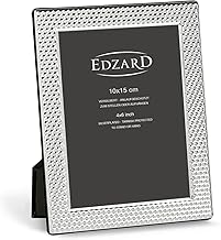 EDZARD Barletta 4x6 Photo Frame Silver Plated Tarnish Proof with 2 Hanging Hooks