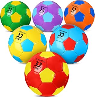 HyDren 6 Pack Size 2 Colorful Soccer Balls with Pump - Durable Kids Youth Practice Balls for Indoor Outdoor Training Games