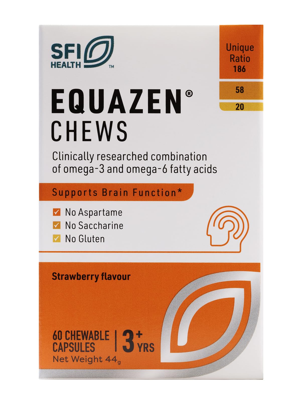 Chews | Omega 3 & 6 Supplement | Blend of DHA, EPA & GLA | Supports Brain Function | Suitable for Children from 3+ to Adults | 60 Strawberry Flavoured Chews