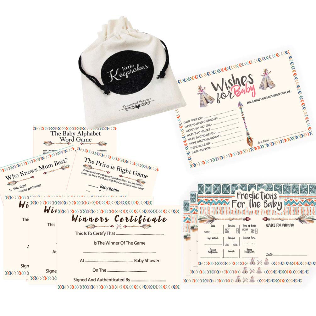 Buy Baby Shower Games Unisex 16 Guests Tribal Baby Prediction cards