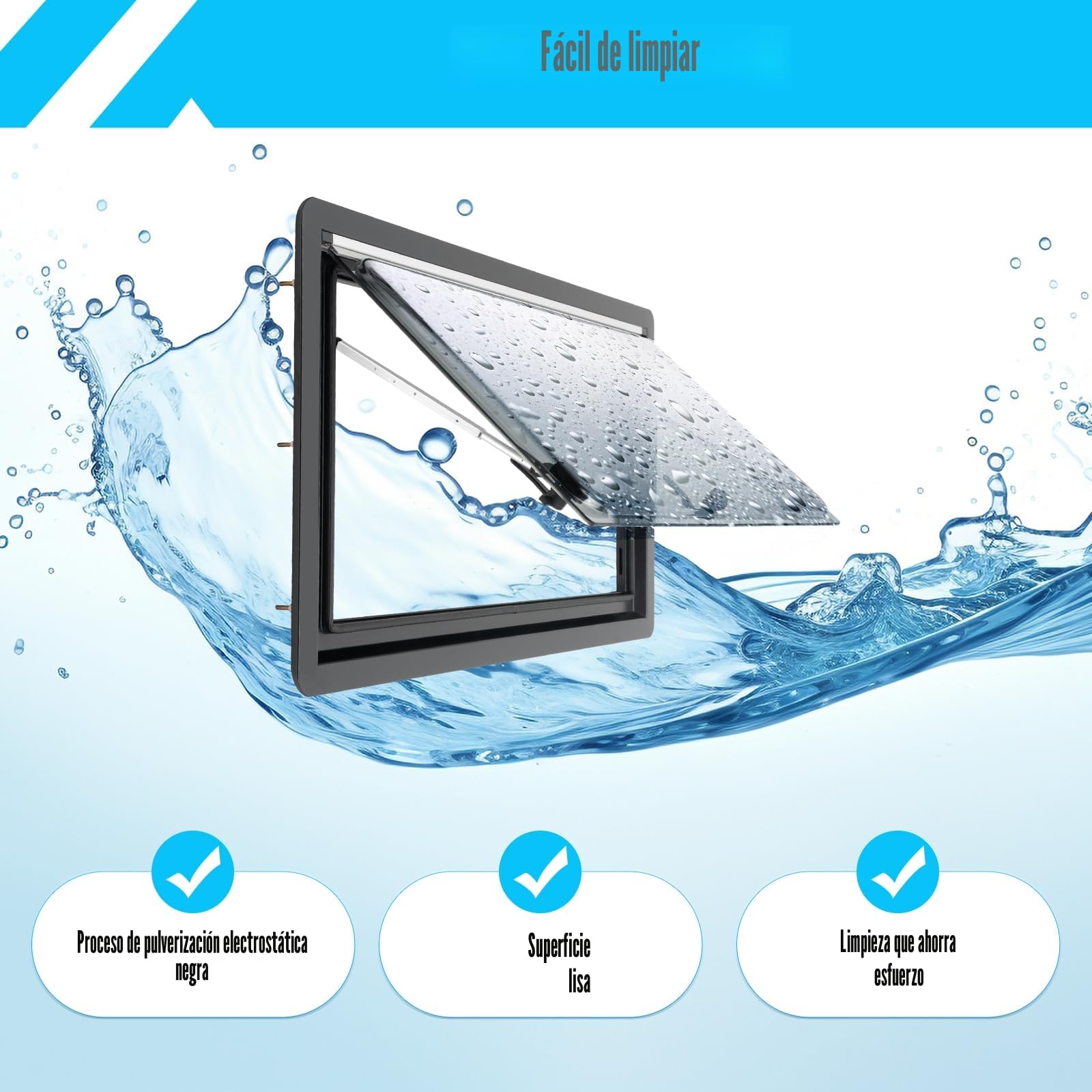 DIFU - Ventana para caravana, 900 x 500 mm, certificado ECE R43, doble cristal acrílico, con mosquitera y persiana, protección contra insectos