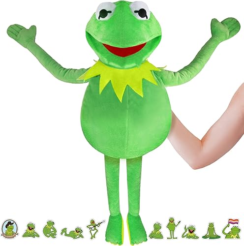 Miniatura 1 de Kermit - Marioneta de rana The Muppet Show juguete de peluche suave de rana de mano con 50 calcomanías de rana Kermit ideas de regalo de Acción de