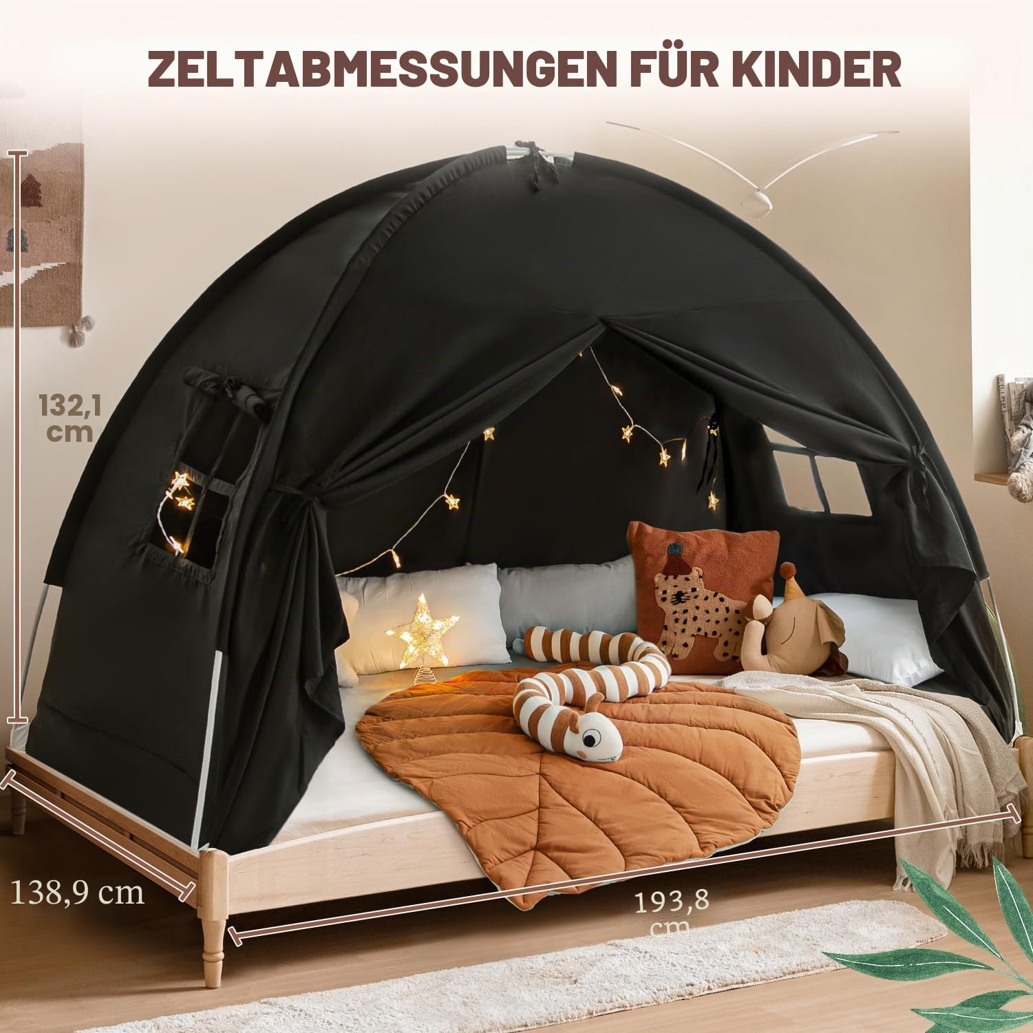 Betthimmel in voller Größe, Traumzelt auf dem Bett, Privatsphäre, Verdunkelung, Schlafzelte, Innenbereich, atmungsaktiv, tragbar, Landhaus, Zugluft, Bodenbett, Zelte (groß, schwarz)
