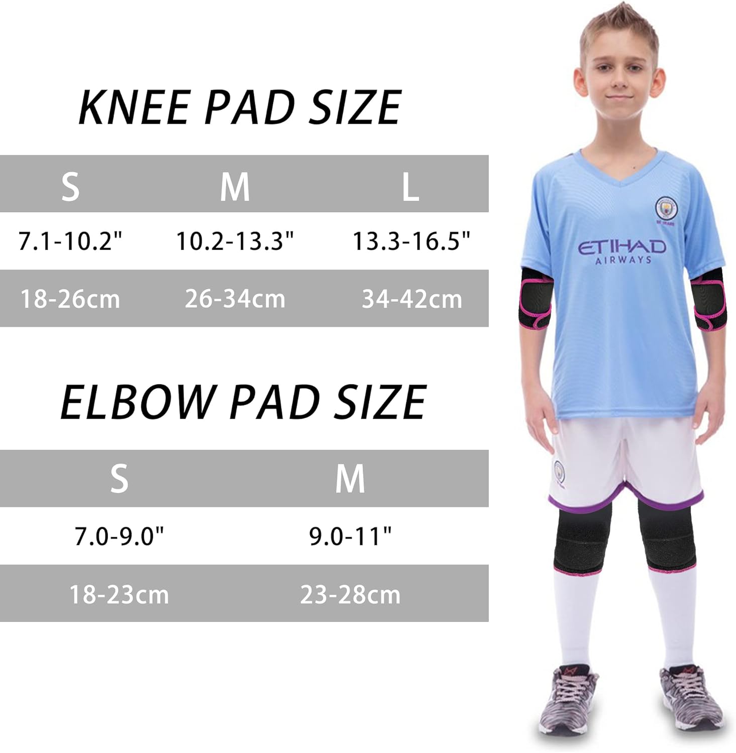 YEEKORO 子供用肘パッドと膝パッドセット 子供用調節可能な保護セット 厚手SBRパッド サイクリング ライディングローラーブレ