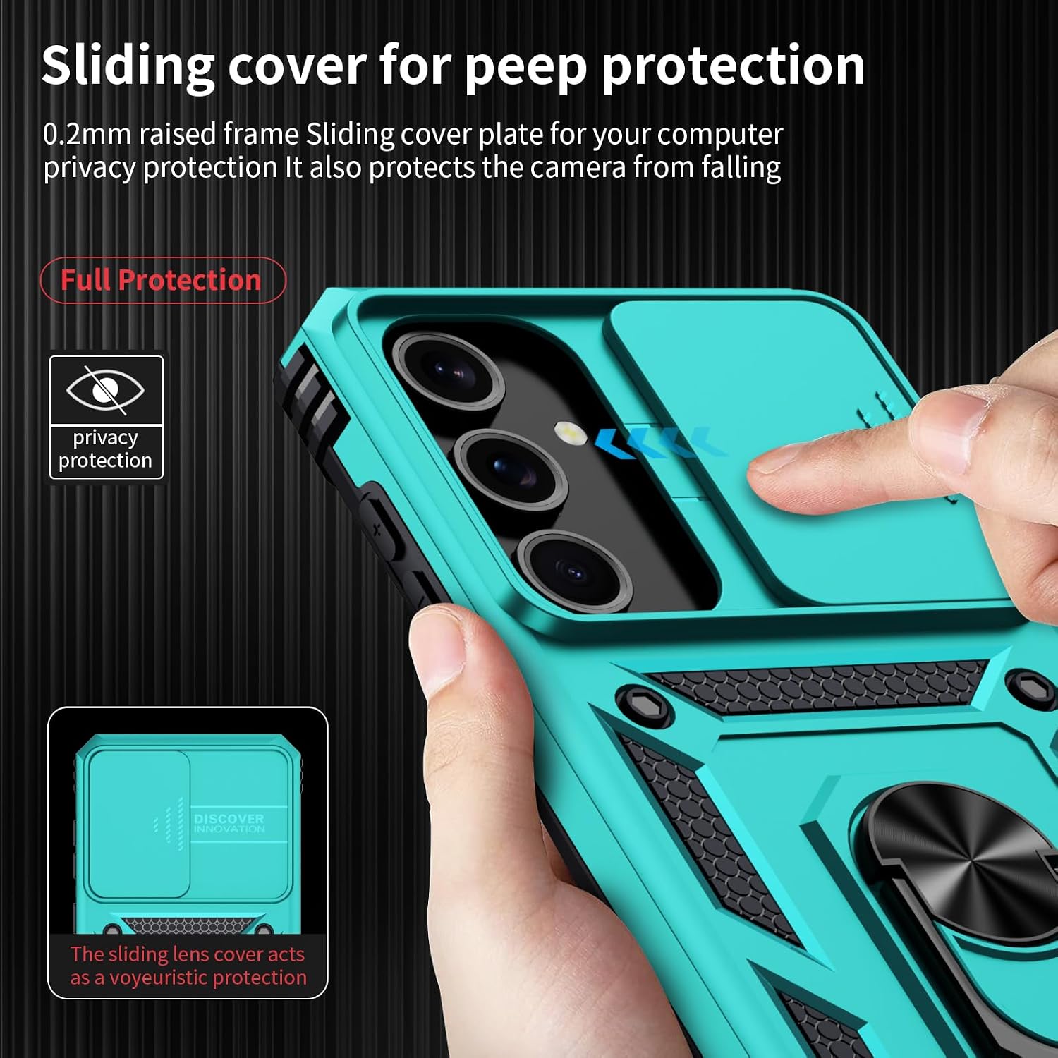 for Samsung Galaxy S24 FE Case with Camera Lens Cover, HD Screen Protector, 10 FT Military Grade Drop Protection, Magnetic Ring Holder Kickstand Protective Phone Case, Ice Green thumbnail