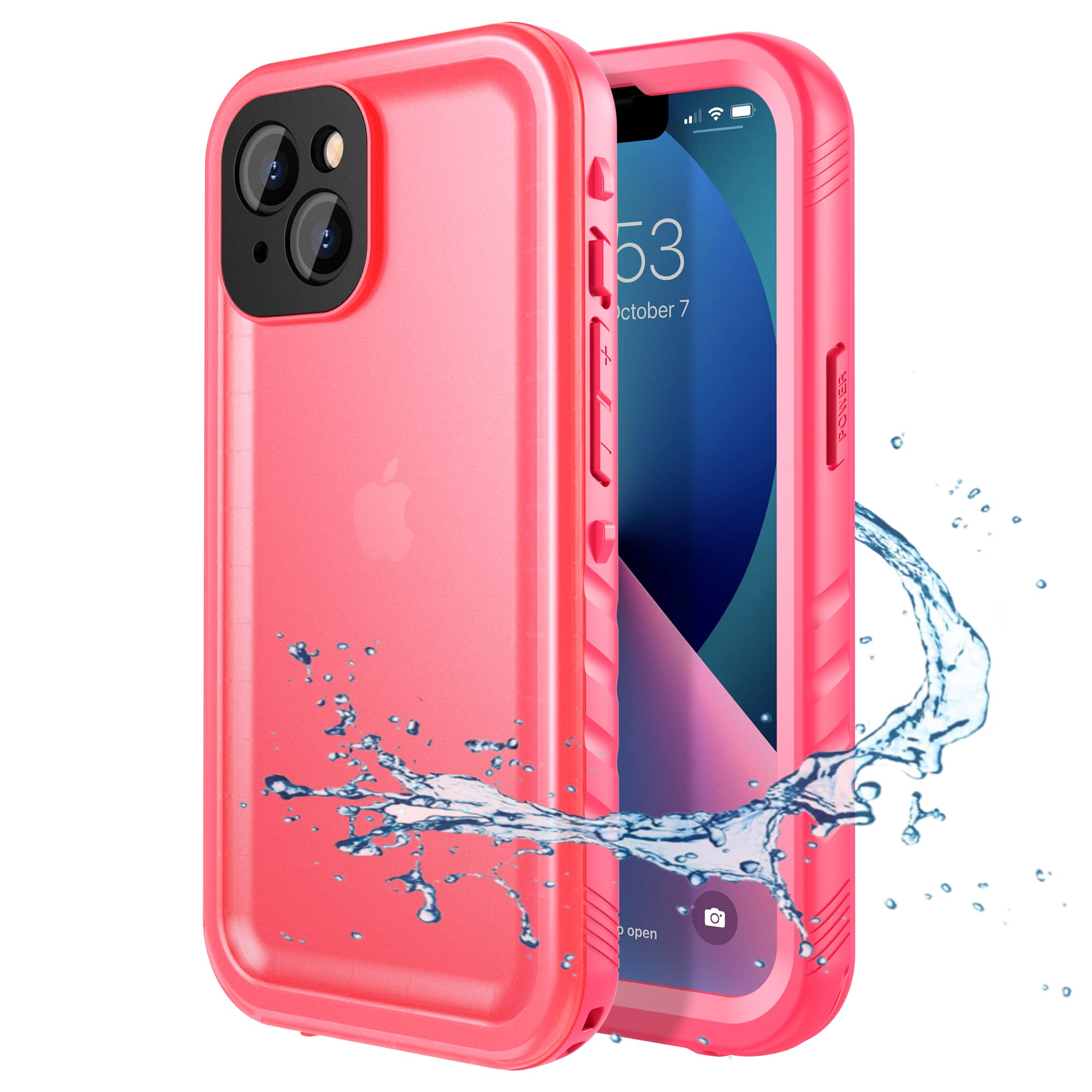 SPORTLINK for iPhone 13 Waterproof Case - Full Body Shockproof Dustproof Phone Screen Protector Rugged Waterproof Case for iPhone 13 6.1 Inches Pink