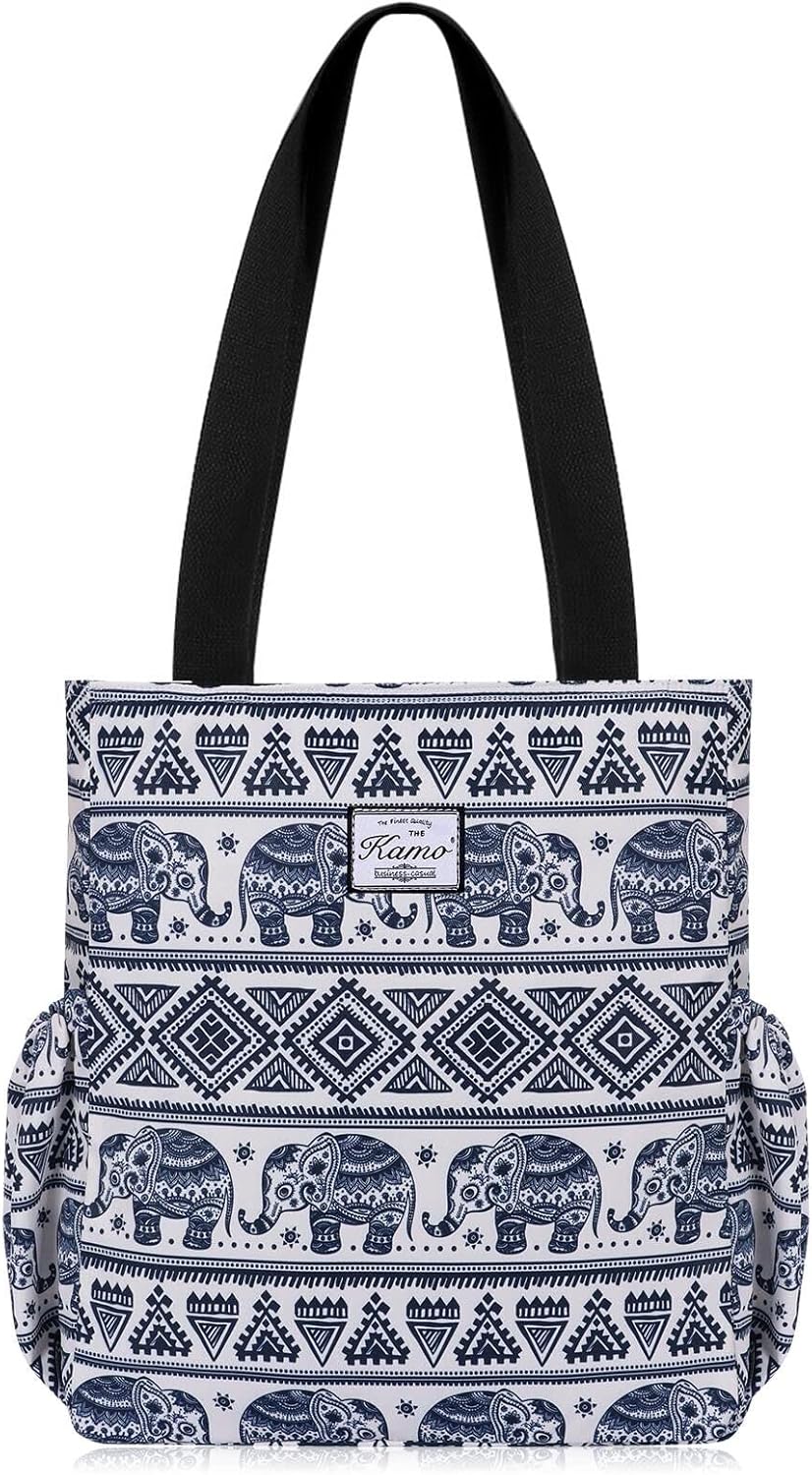 Kamo Floral Tote Bag - Waterproof Lightweight Handbags Travel Shoulder Bag for Hiking Yoga Gym Swimming Travel Beach One_Size E-elephant