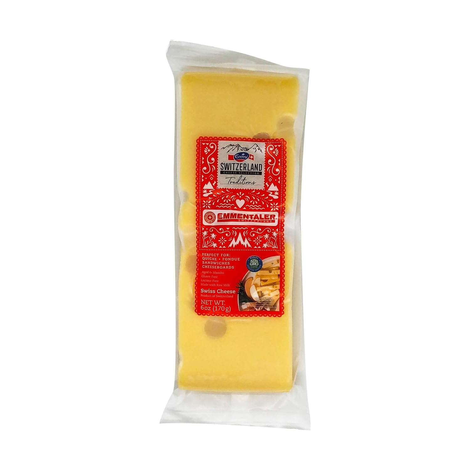 Emmi Roth Emmentaler Swiss Cheese, Authentic 6 oz Block from Switzerland – Farm-Traceable, Clean Ingredients