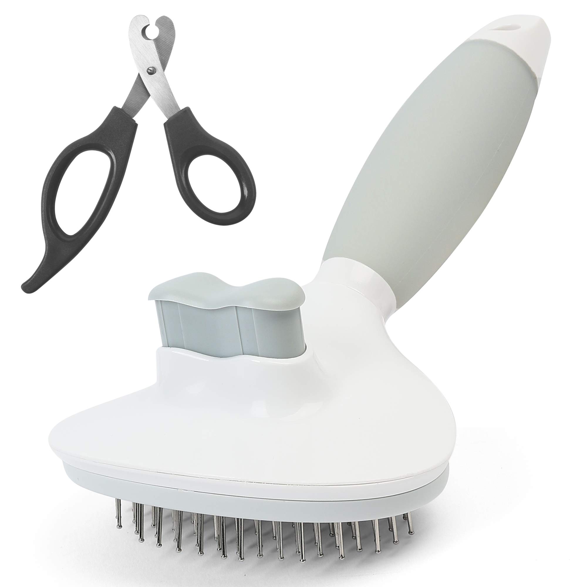 Dog Brush and Nail Clipper, Self-Cleaning Slicker Brush for Shedding and Grooming, Remove Mats, Loose Undercoat or Tangled Hair, for Short or Long Hair Pets