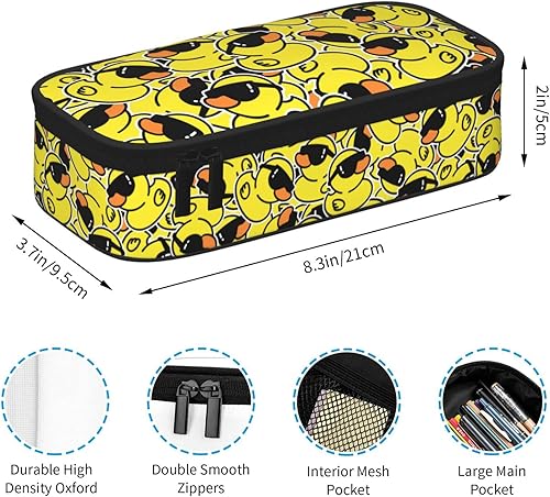 Miniatura 5 de Perinsto Divertidos patos de goma con estuche de lentes de sol de gran capacidad, caja de papelería con múltiples compartimentos, soporte para