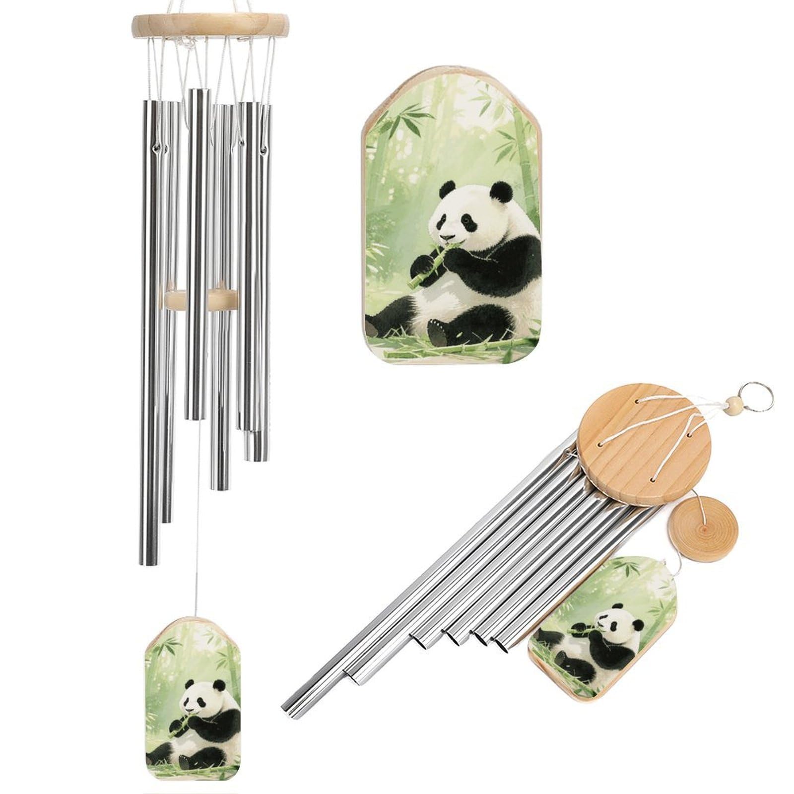 Carillon à vent panda en bronze 52cm au son mélodieux et profond pour jardin