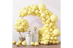RUBFAC 129Pcs Double Stuffed Yellow Balloons Garland Kit