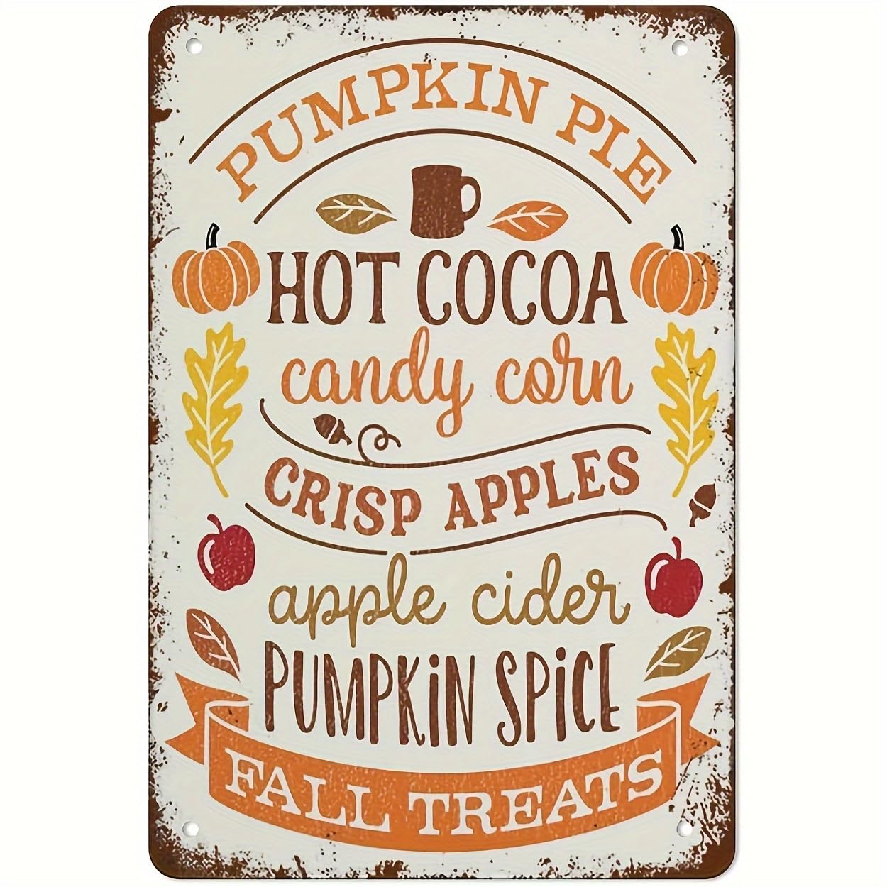 Kwqdozf As Pic Charming Retro Metal Tin Sign Pumpkin Pie, Hot Cocoa & Candy Corn Theme Per