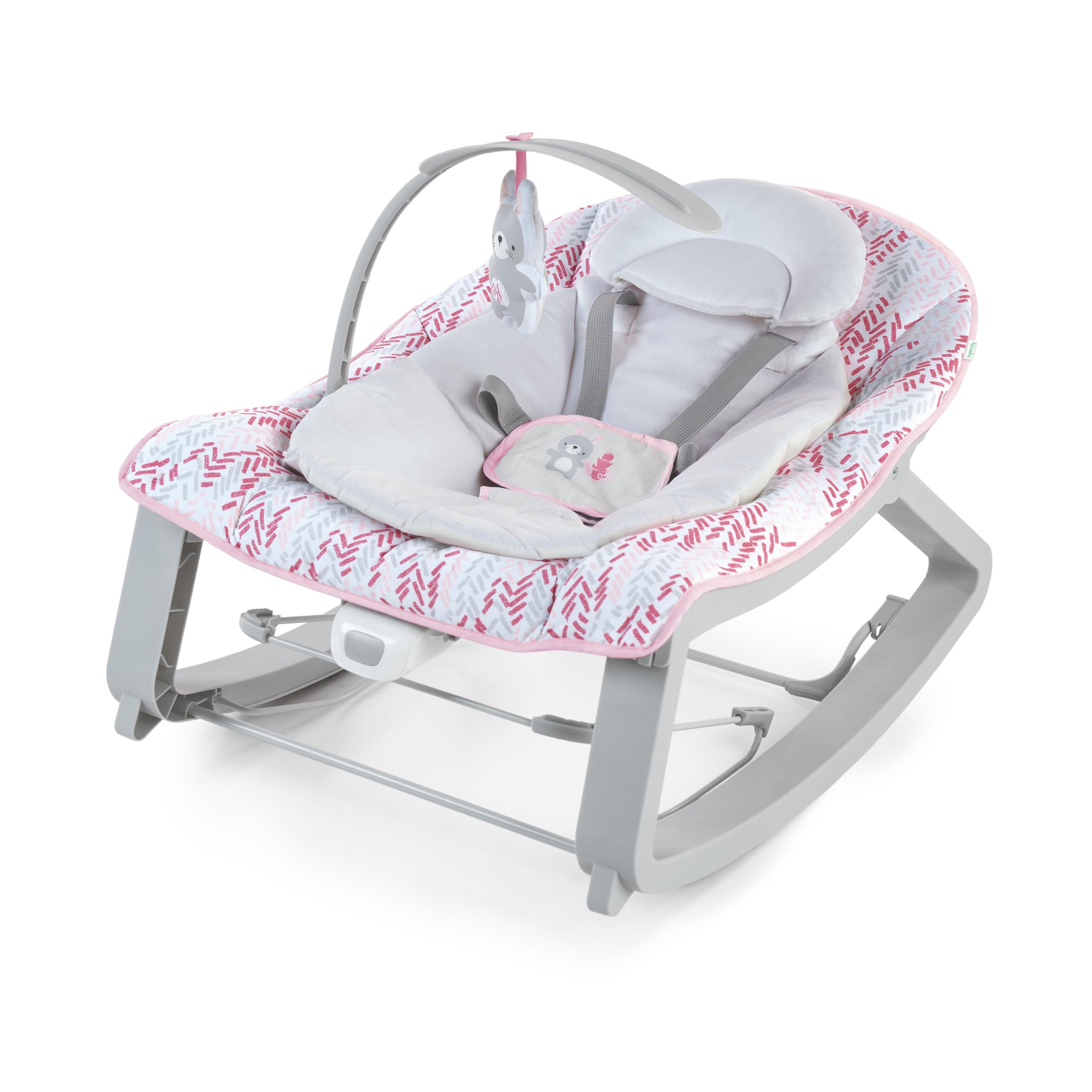 Ingenuity Keep Cozy 3-in-1 Grow with Me Vibrating Baby Bouncer Seat & Infant to Toddler Rocker, Vibrations & Toy Bar, 0-30 Months Up to 40 lbs (Pink Lily)