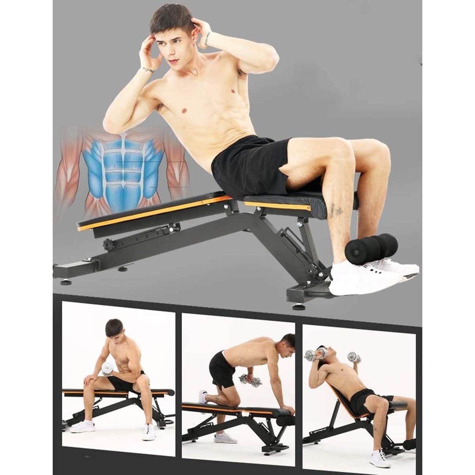 Regulowany stołek do ławki z hantlami, ławka do brzuszków skośnych, ławka do ćwiczeń siłowych, wielofunkcyjna ławka do ćwiczeń domowych, ergonomiczny materiał wyściółki EVA, antypoślizgowa ławka do ćw