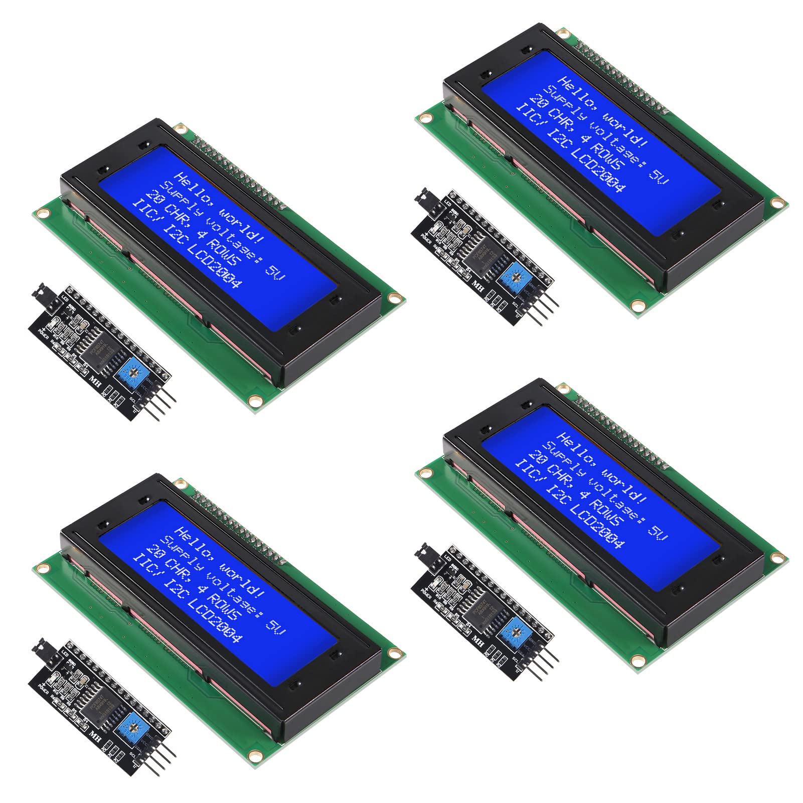 4Pcs Electronics LCD2004 Module Display Monitor LCD2004 2004 20X4 5V Character Blue Color LCD Screen LCD Display with IIC I2C Serial Interface Adapter Module