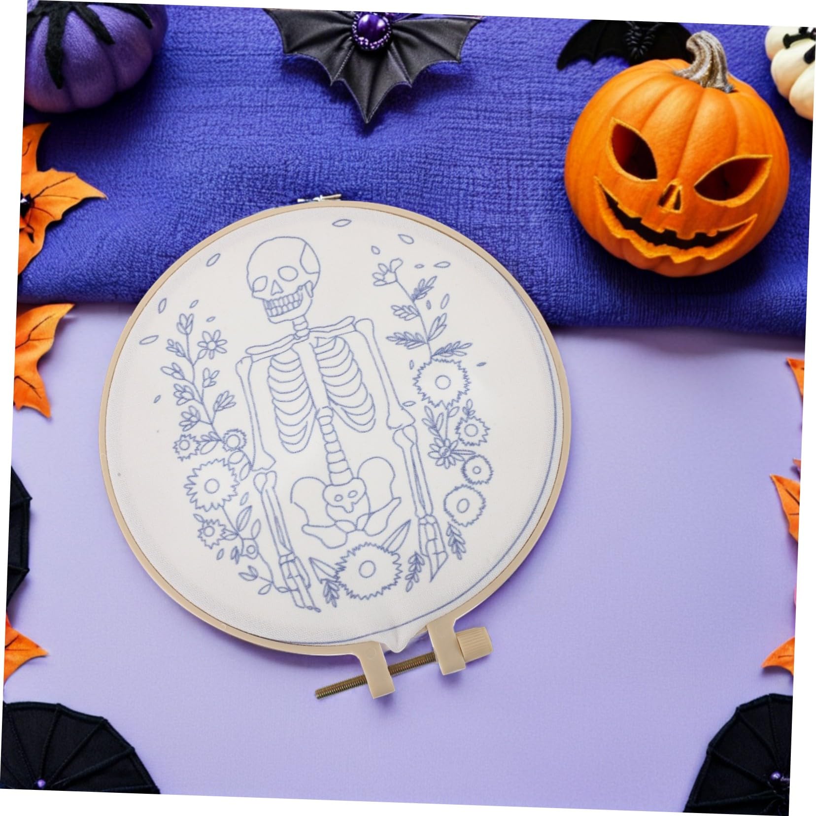 iplusmile Kit de Broderie Halloween Motif Unique Loisirs Créatifs avec Aiguille à Poinçonner Échantillon Broderie à Main pour Débutants Décoration Noël