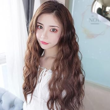 Love Story Lace Front Long Wavy Mid Part Wig Women's Synthetic Curly Wig Natural Wave Heat Wig Big Base Towel Turban for Wet Hair Brown, 40x10x3cm