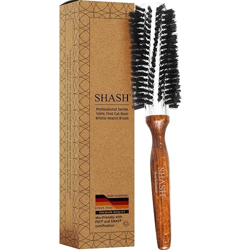 SHASH Since 1869 Hand Made In Germany Professional Series Boar Bristle Round Brush