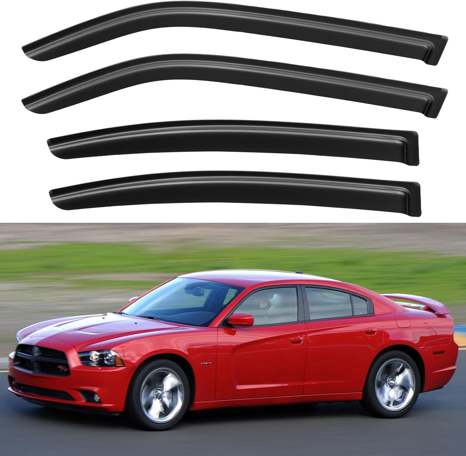 Window Visors Rain Guards Shield for 2006 2007 2008 2009 2010 Dodge Charger, Window Wind Deflectors Vent Shades for 06-10 Charger 2006-2010 Dodge Charger