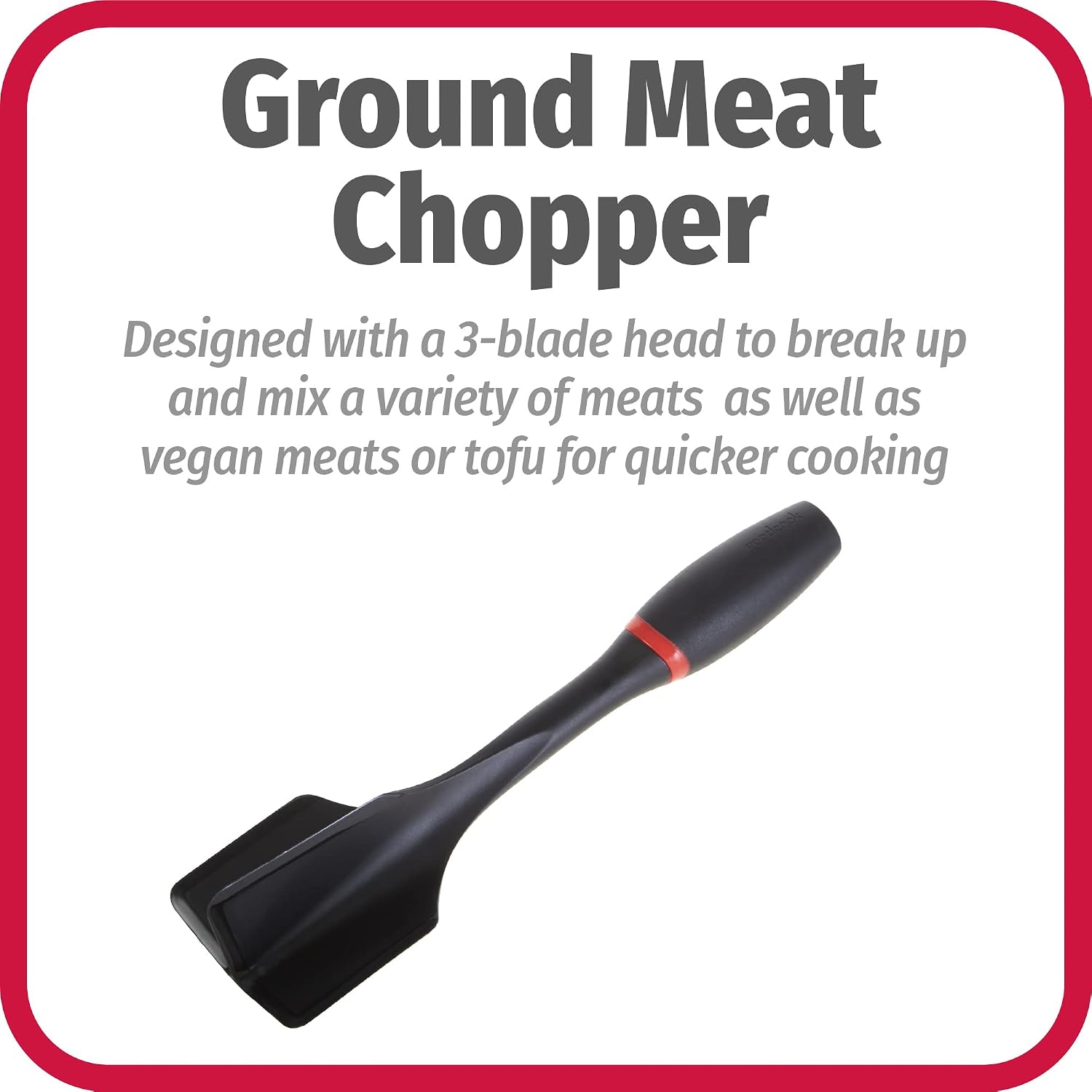 GoodCook New High-temp Hamburger and Meat Chopper, With Scoop and Countertop rest, black and red