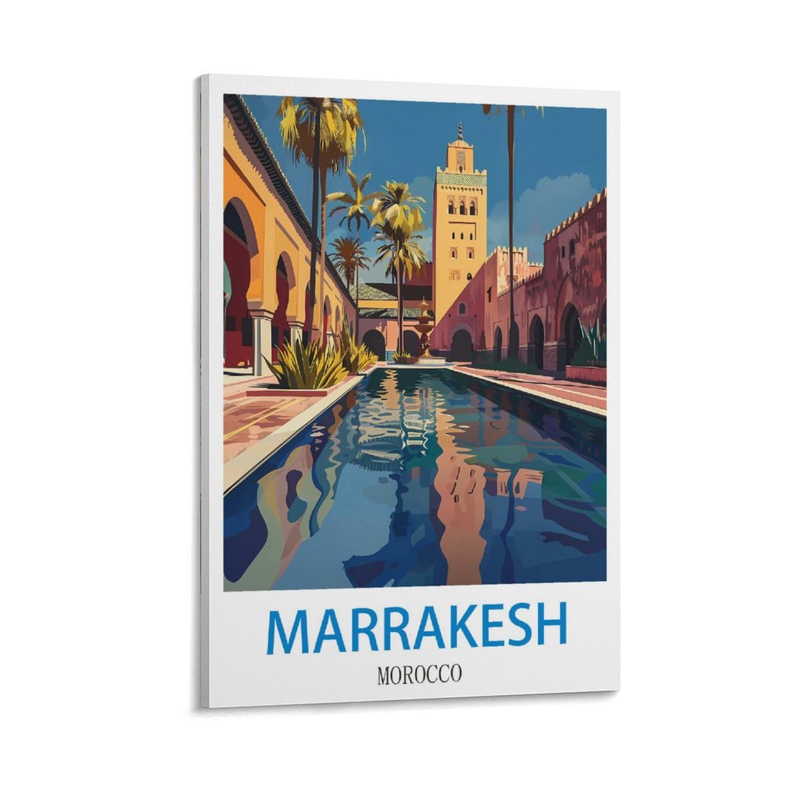 Zhilijing Frame-Style Marrakesh Morocco Vintage Travel Poster 08X12inch(20X30cm) Decorative Painting Canvas Wall Posters And Art Picture Print Modern Family Bedroom Decor Posters