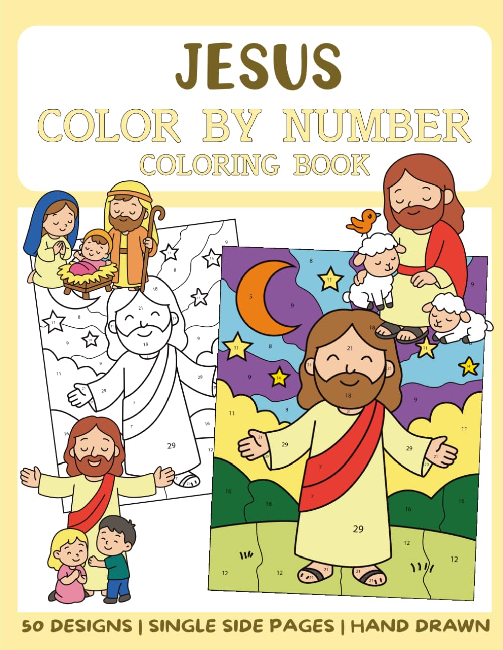 Jesus Color By Number Coloring Book: 50 Big and Bold Coloring Pages for Kids (Color By Number for Kids)