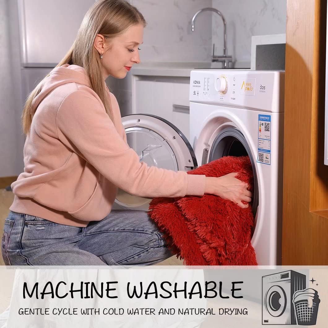 YUSOKI Red Queen Faux Fur Blanket,2 Layers,90"x90" Without Pillows Big Soft Plush Fuzzy Large Warm Fluffy Throw Blanket for Bed - Image 6