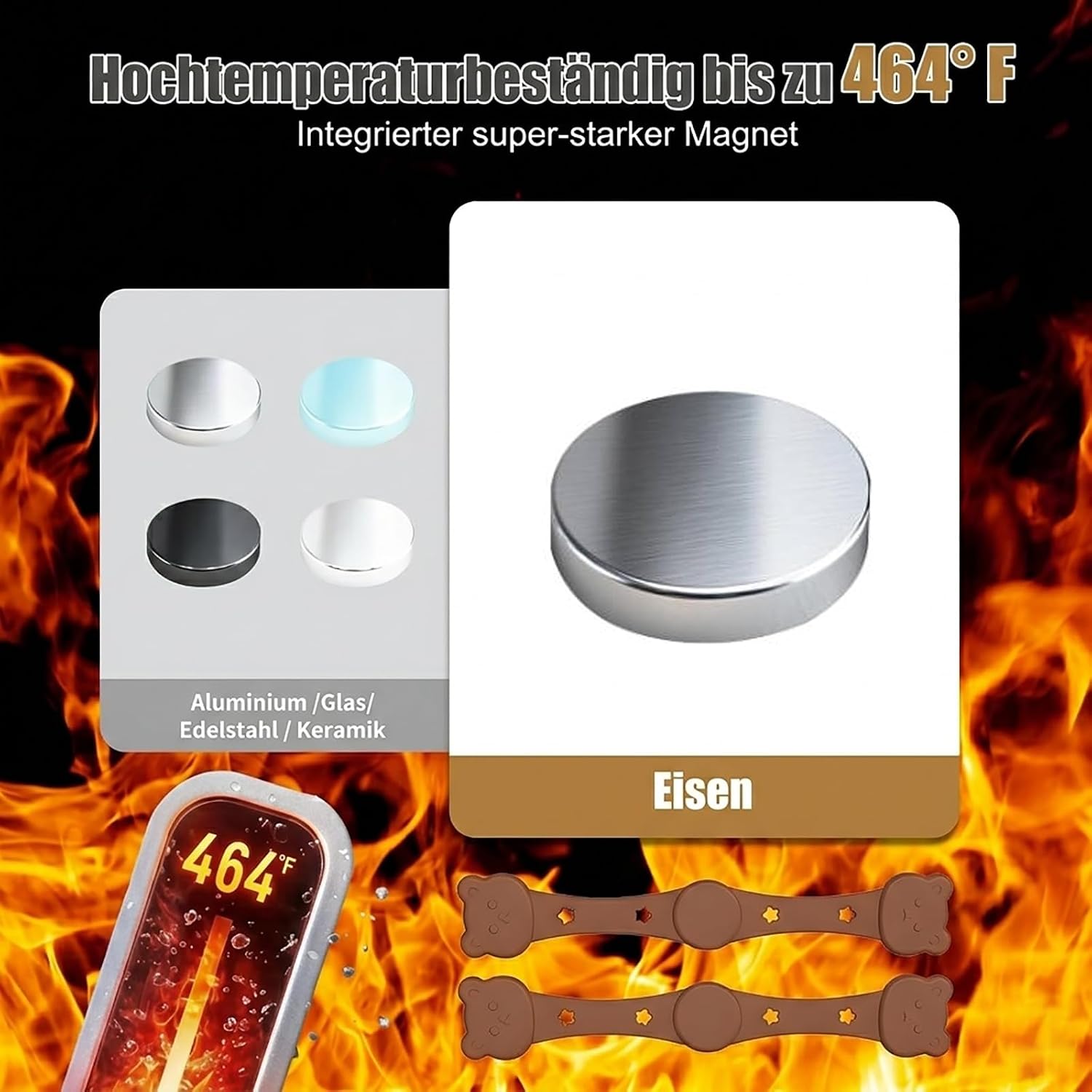 Pack of 4 Magnets for Airfryer Baking Paper Silicone, Bear Style Airfryer Magnets for Baking Paper, Magnetic Silicone Buckles for Hot Air Fryer, Prevents Slipping and Burning image 5