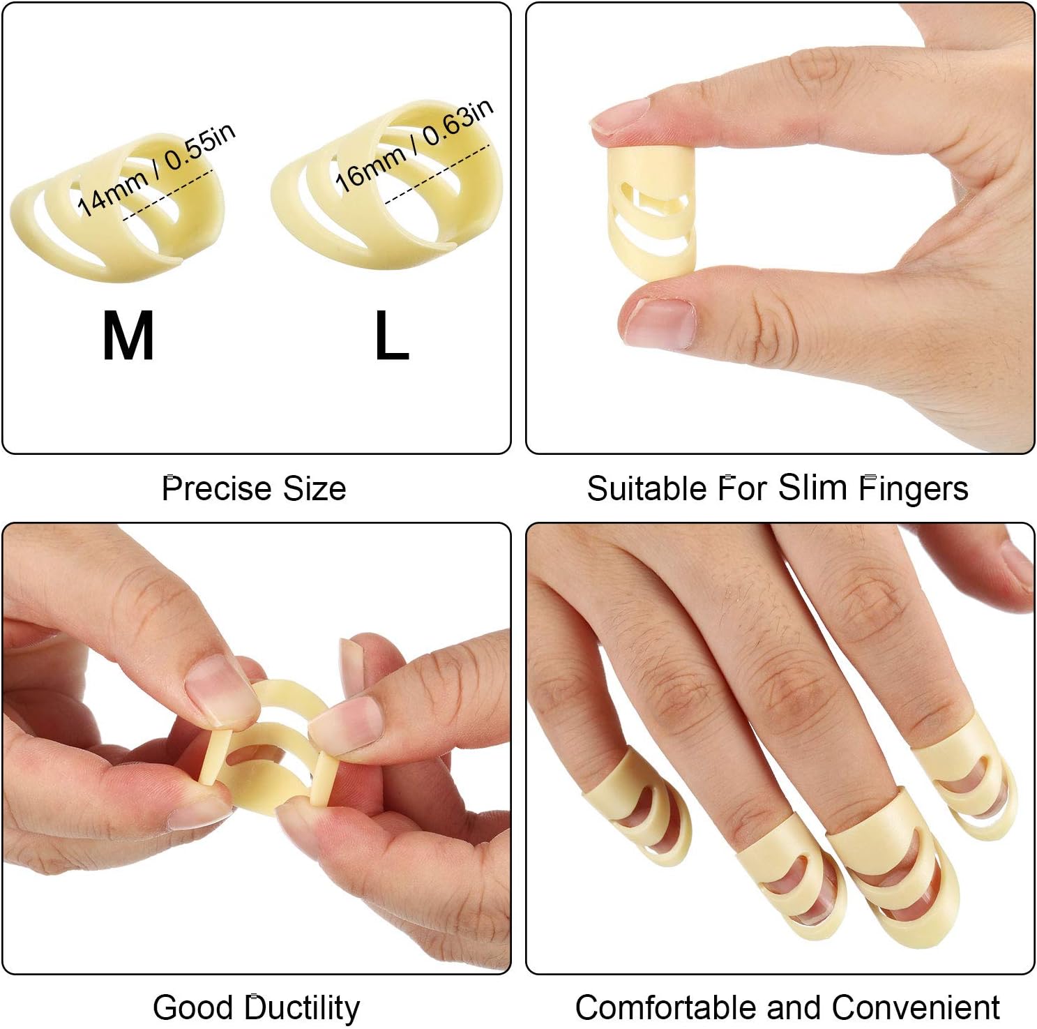 8 Pieces Guitar Picks Adjustable Finger Picks Thumb Picks Small, Medium and Large Guitar Picks Plectrums with Storage Box for Guitar Bass Banjo Ukulele, Beige Color (Slim Adult Size)