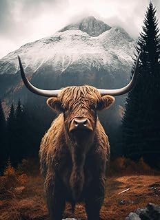 DIY Diamond Painting Kits for Adults Highland Cow Paint with 5D Full Drill Diamonds Square Diamond Painting Art Crystal Gems Wall Art Home Decoration 30x40cm