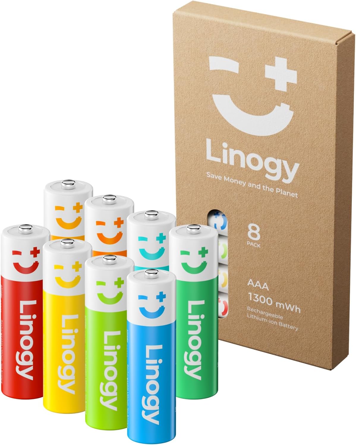 1.5V Rechargeable AAA Batteries Lithium-ion (8-Pack), 1300mWh, 1200+ Cycles, Fast Charging AAA Lithium Rechargeable Batteries for Outdoor Camera, Remote, Household 19