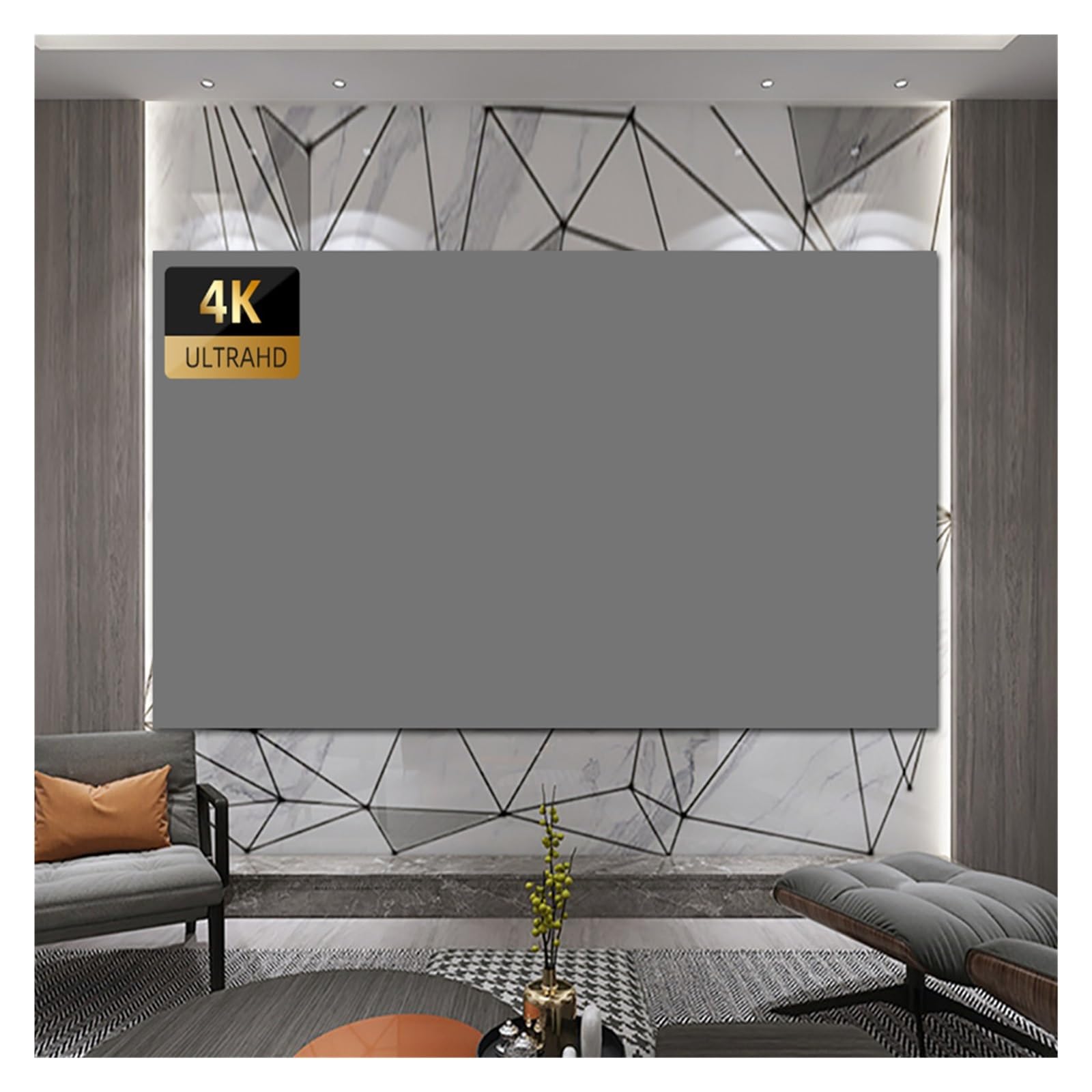 Écran de Projection, Écran de Projection 100 120 133 pouces 16:9 pliable, tissu réfléchissant gris Anti-lumière, écran de Projection Portable for la maison(130 inch)