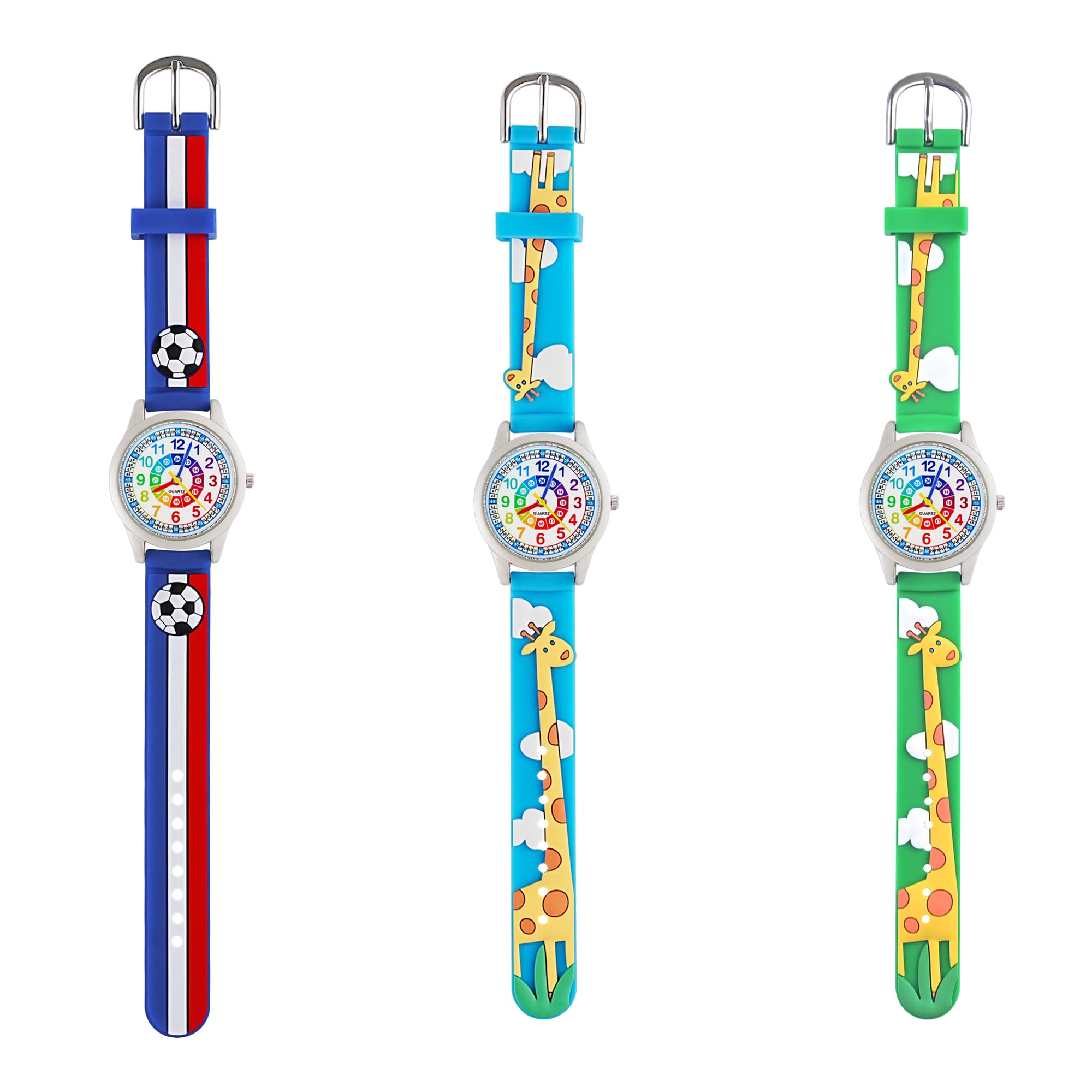 Reloj Educativo Pulsera Niños 3-10 Años 3D Cartoon Correa Silicona Cuarzo Analógico
