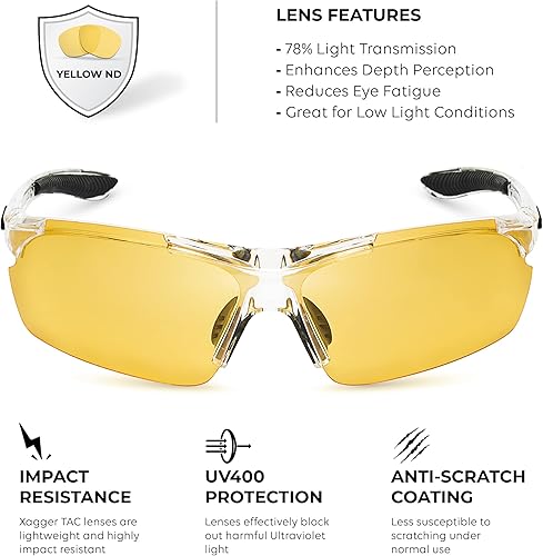 Miniatura 3 de Xagger Lentes de sol polarizados deportivos para hombres y mujeres, con diseño envolvente, UV400, para correr, béisbol, sóftbol, ciclismo, conducción