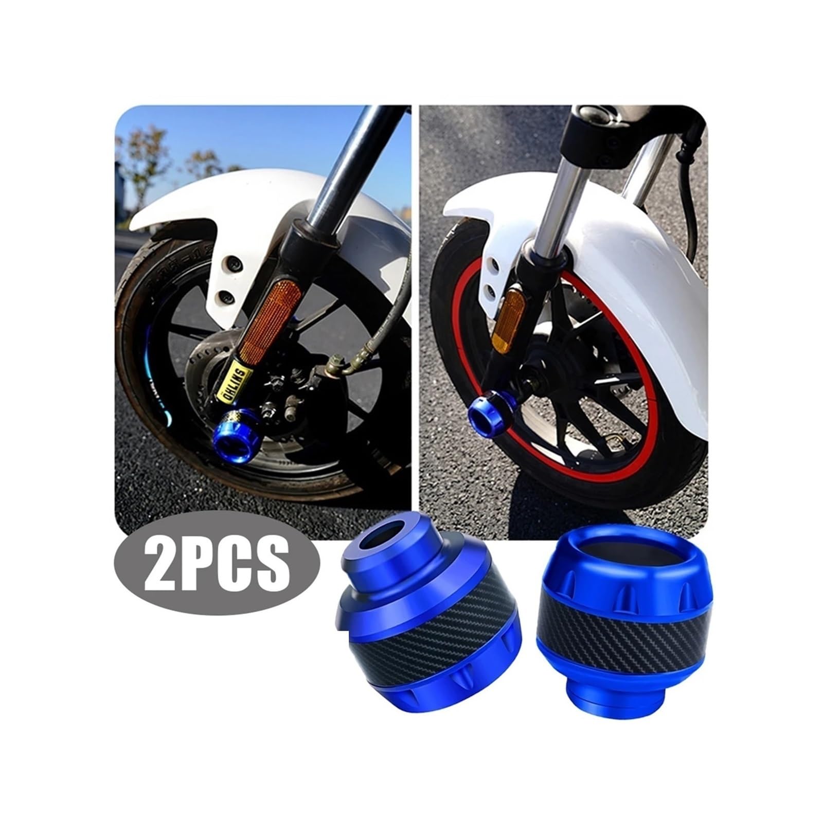 Moto Tamponi Paratelaio 2 Pezzi In Titanio Per Telaio Di Moto, Protezione Anti-caduta Forcella Anteriore Alluminio, Universale Fibra Carbonio